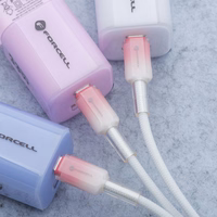 Kabelis FORCELL F-ENERGY C357 gradientinis Type-C uz Type-C QC4.0 PD 5A 100W 1 m balts