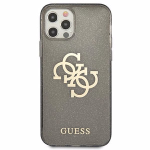 Guess GUHCP12LPCUGL4GBK iPhone 12 Pro Max 6.7" melns/melns cietais apvalks Spīdums 4G Liels Logotips