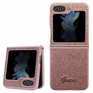 Guess Glitter Script viedtālruņa apvalks Samsung Galaxy Z Flip 5 - rozā