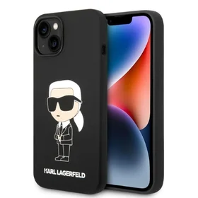 Karl Lagerfeld KLHMP14MSNIKBCK iPhone 14 Plus 6.7" melns silikona viedtālruņa apvalks Ikonik, magnētiskais (MagSafe)