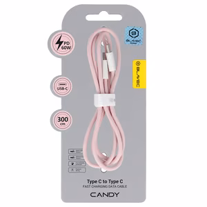 Blavec Cable Candy Braided - Type C to Type C - PD 60W 3A 3m Apple CarPlay/Android Auto (CCA-CC3P30) Pink