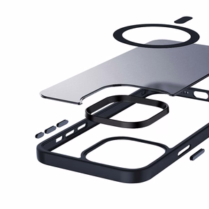 Crong Hybrid Frost MAG Cover vāciņš ierīcei iPhone 15 Pro Max, saderīgs ar MagSafe, tumši zils