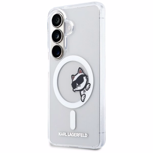 Karl Lagerfeld maciņš Magnetic IML Peekaboo Choupette priekš Samsung Galaxy S26 caurspīdīgs
