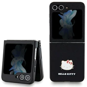 Hello Kitty Metal Logo Kitty Head viedtālruņa apvalks Samsung Galaxy Z Flip 5 - melns