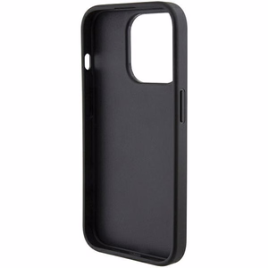 Ferrari Grip Stand Metal Logo apvalks iPhone 15 Pro – melns