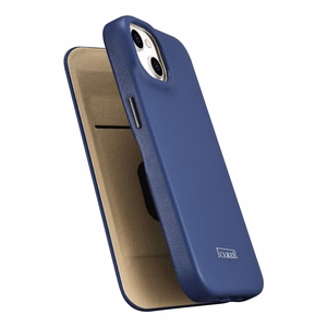 iCarer CE Premium ādas folio viedtālruņa apvalks iPhone 14 Plus magnētiskais atveramais ādas folio apvalks MagSafe zila