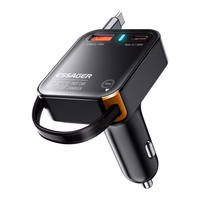 Automašīnas lādētājs Essager "Yttrium" melns 65W (integrēts Type-C kabelis)