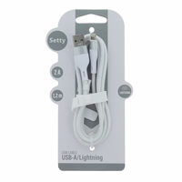 Setty USB - Lightning kabelis 1,2 m 2A KNA-L-1.220 balts