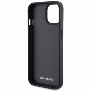 AMG ādas apvalks ar iespiestām līnijām iPhone 15 Plus - melns