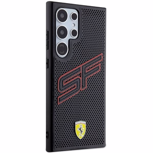 Ferrari Big SF Perforated viedtālruņa apvalks Samsung Galaxy S24 Ultra - melns