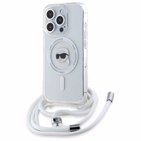 Karl Lagerfeld soma pāri plecam IML Karl galvas MagSafe iPhone 16 Pro viedtālruņa apvalks – caurspīdīgs