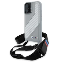 BMW M Edition Carbon Stripe & Strap Viedtālruņa apvalks Apple iPhone 16 - pelēks