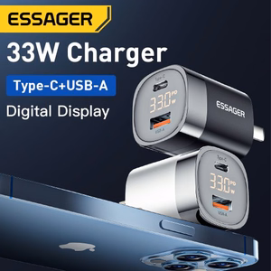 Lādētājs Essager Ling balts 33W (1xPD / 1xQC3.0 / ar LED voltmetru)