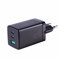 Joyroom ātrais GaN lādētājs 65W USB-A, 2x USB-C melns + USB-C - USB-C kabelis 100W 1.2m (TCG01)