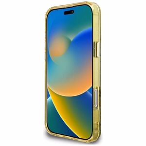 Guess IML Metal Glitter 4G Circle Triangle magnētiskais viedtālruņa apvalks iPhone 16 Pro - brūns