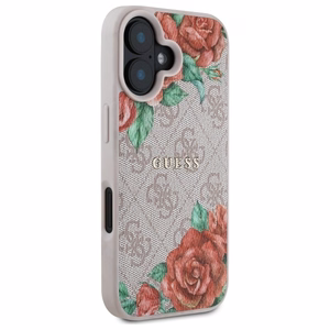Guess GUHMP16SP4ROPEMCP iPhone 16 6.1" rozā/rozā cietais apvalks 4G Ziedu Druka Magnētiskais