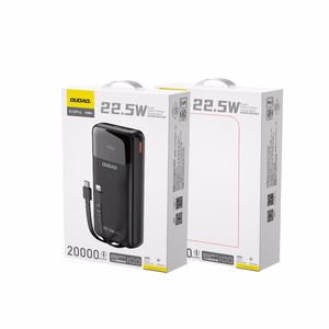 Dudao K15Pro portatīvais lādētājs 20000mAh 22.5W PD USB-C / USB-A / ar iebūvētiem Lightning un USB-C kabeļiem - melna