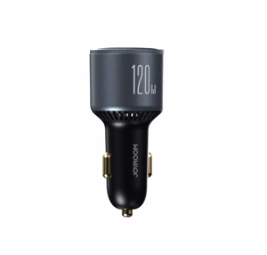 Joyroom JR-CCN07 car charger 120W 2xUSB-C USB-A + USB-C cable 100W - dark gray