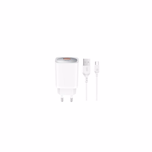 XO сетевое зарядное устройство CE19 QC 18W 1x USB белый + кабель microUSB
