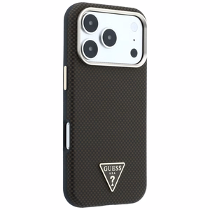 Guess Kevlar Triangle Logo MagSafe maciņš modelim iPhone 17 Pro / 18 Pro – krāsa: brūna