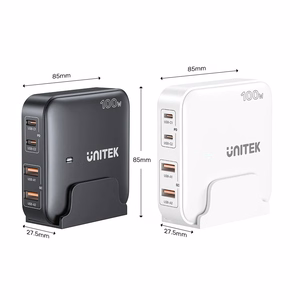 GaN tīkla lādētājs - Unitek P1229AWH01-EU | 100W 2x USB-C 2x USB-A