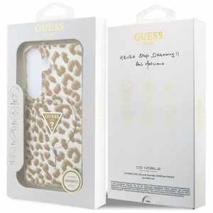 Guess maciņš IML Leopard Print Triangle MagSafe for Samsung Galaxy S26 brūns