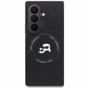 Melns Karl Lagerfeld Karl & Choupette Pins MagSafe vāciņš Samsung Galaxy Z Fold8 Ultra tālrunim