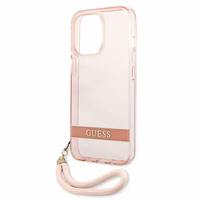 Guess caurspīdīga siksna apvalks iPhone 13 Pro / 13 6.1" - rozā