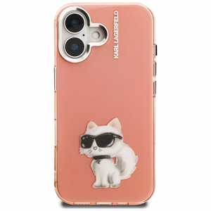Karl Lagerfeld IML Aquarelle Choupette & Logo iPhone 16 macins - roza