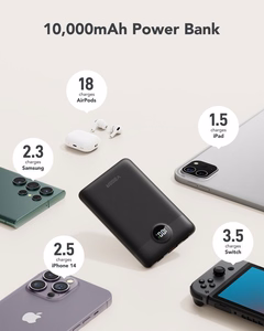 VEGER portatīvais lādētājs 10000 mAh ar iebūvētiem kabeļiem Type C / Lightning PD QC3.0 2A 22,5W C11 (W1170) melna