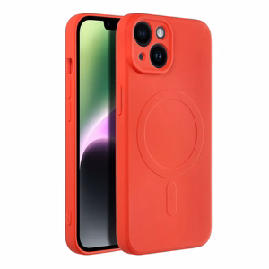 SILICONE MAG COVER viedtālruņa apvalks saderīgs ar MagSafe iPhone 14 sarkans