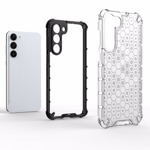 Honeycomb viedtālruņa apvalks Samsung Galaxy S23+ bruņots hibrīda pārsegs caurspīdīgs