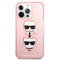 Karl Lagerfeld KLHCP13LKCTUGLP iPhone 13 Pro / 13 6,1\" Viedtālruņa apvalks - rozā Glitter Karl's & Choupette