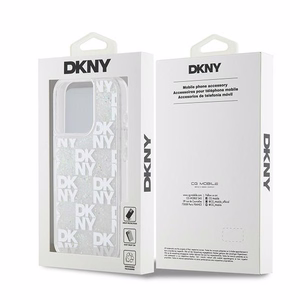 DKNY šķidrā spīduma vairāku logotipu viedtālruņa apvalks iPhone 15 Pro - balts