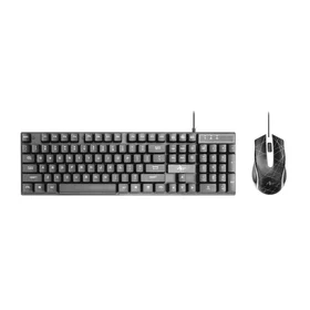 ART komplekts vadu tastatūra USB A QWERTY ar gaismu + vadu pele USB A ar gaismu AK-50 melna