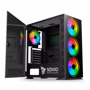 SAVIO Prime X1 ARGB Glass datora korpuss, melns