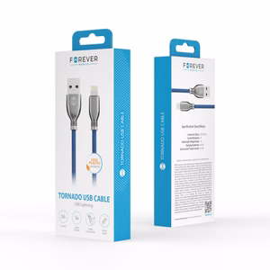 Forever Tornado kabelis USB - Lightning 1,0 m 3A tumši zils