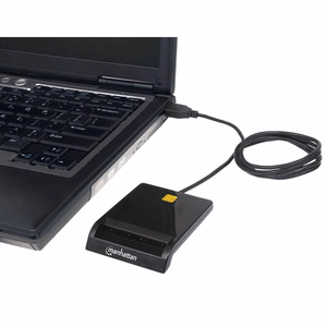 Manhattan USB-A kontakta viedkaršu lasītājs, 12 Mbps, ārējais, melns, kabelis 105 cm