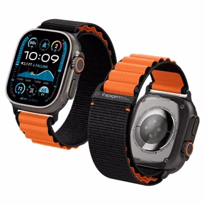 SPIGEN WBF1 РЕМЕШОК APPLE WATCH 6 / 7 / 8 / 9 / 10 / SE / ULTRA 1 / 2 (44 / 45 / 46 / 49 MM) ЧЕРНЫЙ/ОРАНЖЕВЫЙ