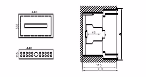 MCB kaste TIBOX 440x300x115mm; 1x16P, iebūvējamā, iekštelpām