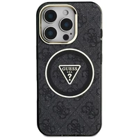 Guess IML Metal Glitter 4G Circle Triangle magnētiskais viedtālruņa apvalks iPhone 16 Pro - melns