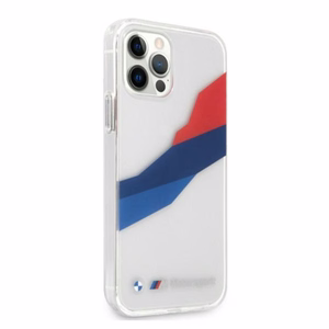 BMW Motorsport trīskrāsu viedtālruņa apvalks iPhone 12 Pro Max - caurspīdīgs