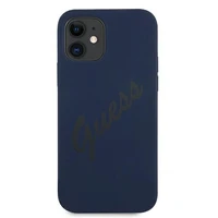 Guess GUHCP12SLSVSBL iPhone 12 mini 5.4" zils/zils cietais apvalks Script Vintage