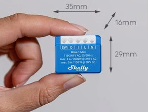 Shelly Qubino Wave 1 Mini LR viedais slēdzis Z-Wave zils