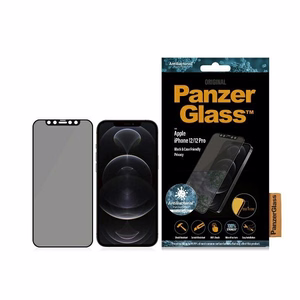 PanzerGlass E2E Super+ Microfracture antibakteriālais privātuma rūdītais stikls iPhone 12 / 12 Pro – ar melnu ietvaru