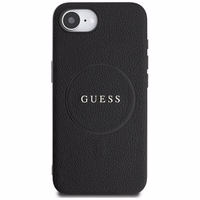 Guess PU Grained Classic Logo viedtālruņa apvalks iPhone 16e ar MagSafe - melns