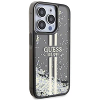 Guess Liquid Glitter Gold Stripes viedtālruņa apvalks iPhone 15 Pro - melns