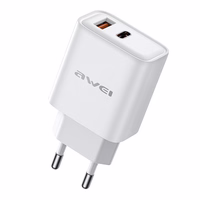 Lādētājs Awei PD81-EU 22,5W USB-A/USB-C balts