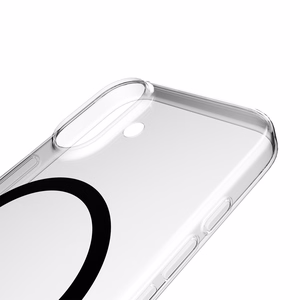 Чехол Puro Lite Mag TPU+PC совместимый с MagSafe для iPhone 17 - прозрачный с чёрным кольцом