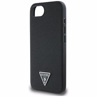 Guess Grained Triangle MagSafe viedtālruņa apvalks iPhone 16e - melna